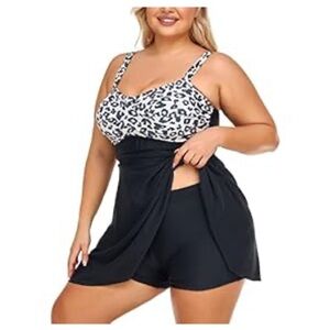 Summer Mae Women's Plus Size Two Piece Swim dress Tankini Dress with shorts 22W